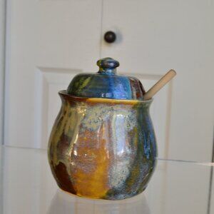 Stoneware Pottery Honey Pot Jar